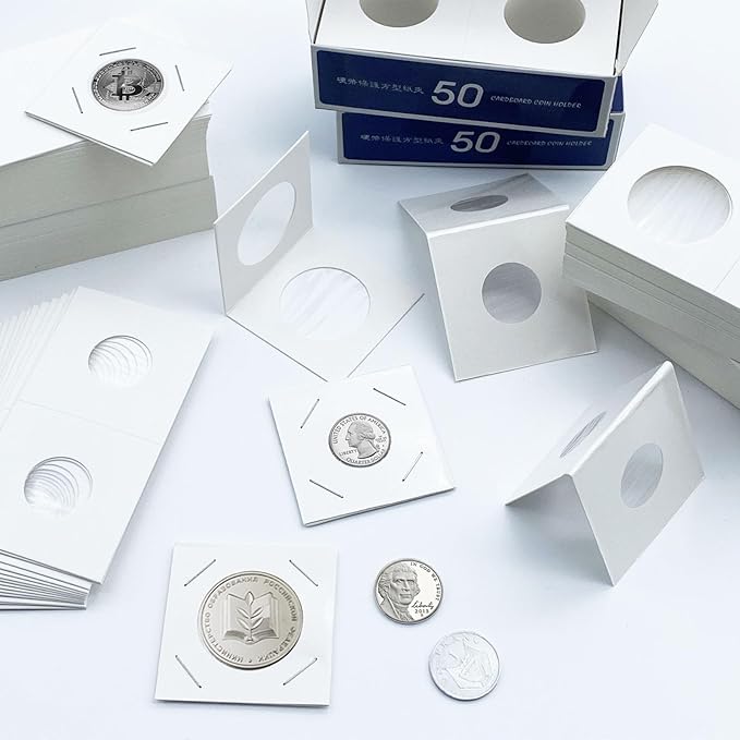 200 PCS Premium Cardboard Coin Flips 2 x 2 inch Coin Collection Supplies for Quarter, Mylar Coin Flips Coin Holders for Collectors (Quarter Coin Flips)