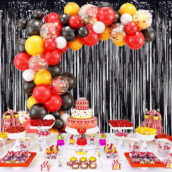 TONIFUL 3Pcs Black Door Streamers,Photo Booth Backdrop,Metallic Streamers Black Foil Fringe Curtains for Birthday,Christmas,New Year,St. Patrick's Day Halloween Party Streamers Decor(9.9ft x 6.6ft)