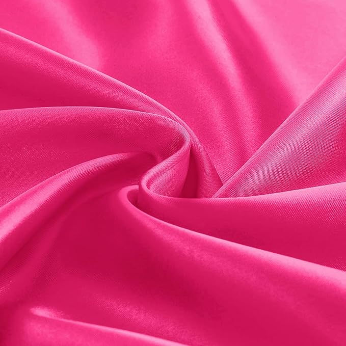 KKJIAF 1 Pack Round Table Cloths 90 Inch, Hot Pink Overlay Round Satin Table Cover, Silky Satin Dining Tablecloths for Wedding Buffet Parties Banquet Decoration