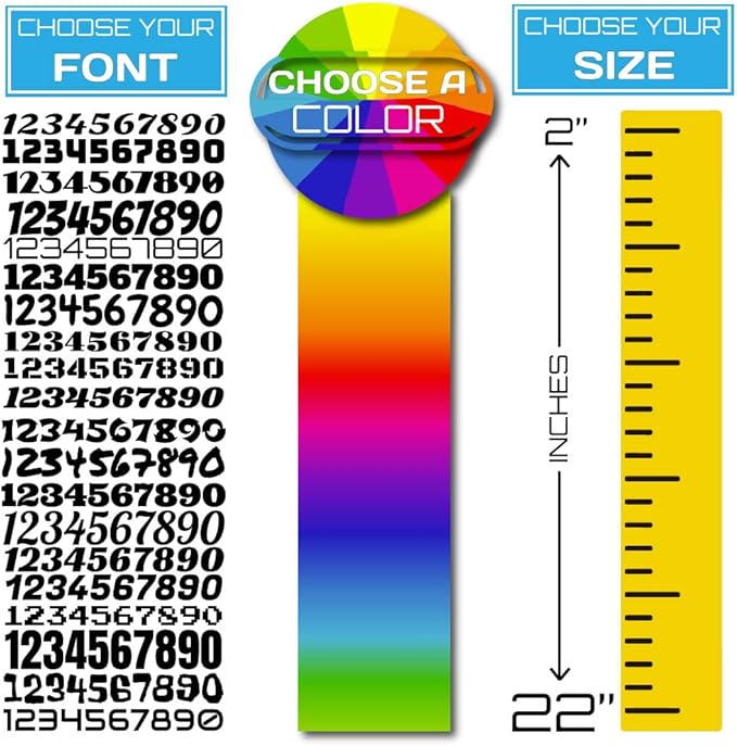 Fairwinds Designs Custom Race Car Number Decals | Set of 3 Heavy Duty Vinyl Stickers | Choose Size in Inches | Numbers for Cars Truck Motorcycle Jet Ski Boat | Racing Autocross Pro (Black, Medium)