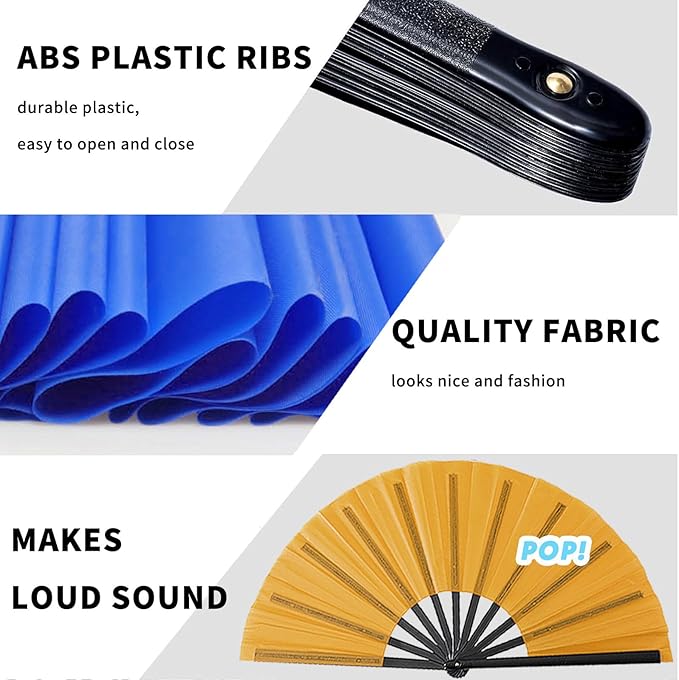 10 Pcs Line Dance Popping Fan, 13inch Boots on The Ground Fan, Chinese Kung Fu Tai Chi Large Hand Fans for Women Folding for Festival Dance Party Wedding Clacking (Purple)