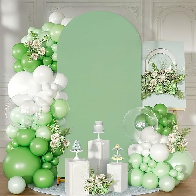 SoarDream Sage Green Spandex Arch Cover 6FT Wedding Arch Backdrop Cover Stretchy Backdrop Chiara Wall Arch Stand Cover for Wedding Birthday Balloon Decorations- Ideal for Balloon Arches