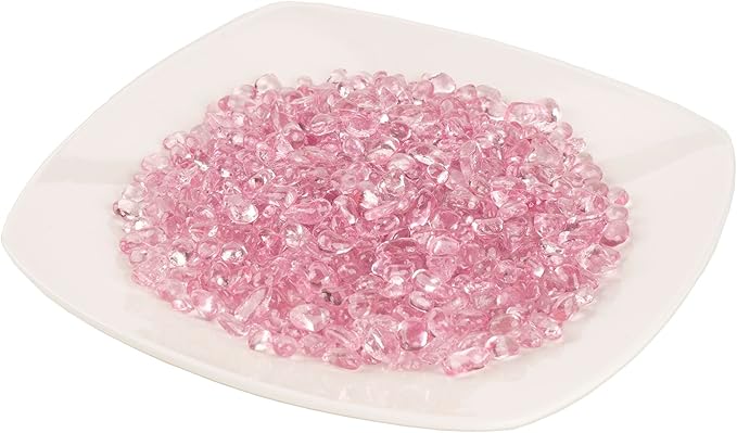 WAYBER Glass Stones, 1Lb/460g Irregular Sea Glass Dercorative Rocks Non-Toxic Artificial Crystal Pebbles for Aquarium Decoration/Vase Filler/Table Scatter/Handcraft/Jewelry Making/Gems Display, Pink