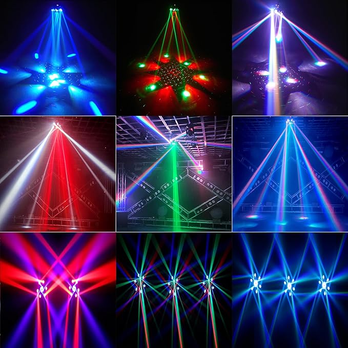 DJ Party Light, 150W RGBW 4in1 LEDs Stage Lights, DMX 512 Control Infinite Rotation With Sound Activated for Wedding, Party and Live House