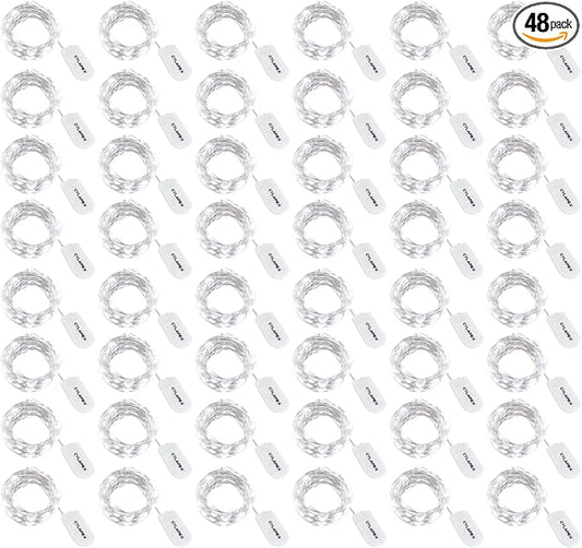 CYLAPEX Pack of 48 Cool White Fairy Lights String Battery Operated Fairy Lights, 3.3ft 20 LEDs Firefly Lights Silver Coated Copper Wire Lights for DIY Decor Christmas Decoration Costume
