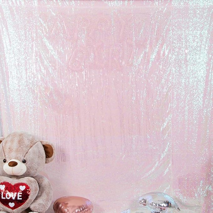 JYFLZQ White Iridescent Sequin Backdrop Curtains 4ft x 6.5ft 1 Panel Glitter Photo Booth Backdrops Sparkly Photography Background Drapes for Parties Wedding Bridal Showers