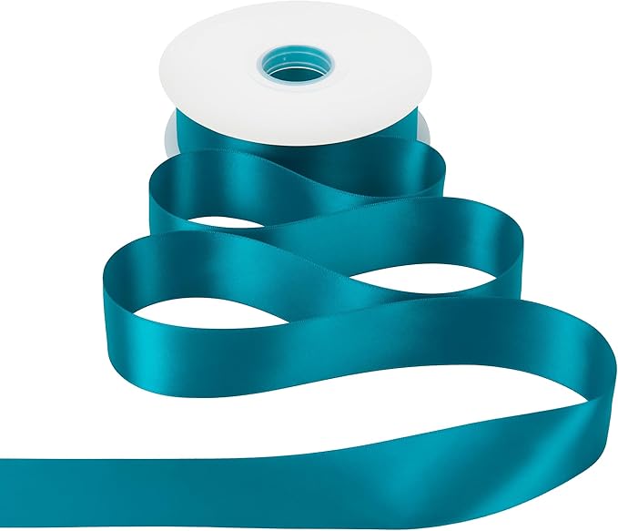 HUIHUANG Peacock Blue Ribbon 1-1/2 inch x 50 Yards Peacock Double-Faced Satin Ribbon for Christmas Gift Wrapping Crafts Bows Holiday Home Decor Wedding Decoration Flower Bouquets