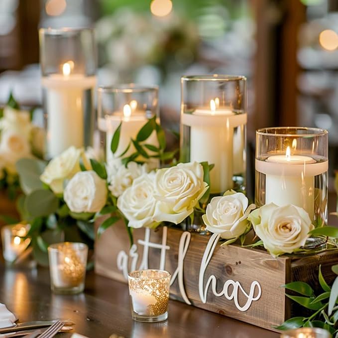 12 Pack Glass Cylinder Vases 4, 8, 12 Inch Tall Clear Vases for Centerpieces Wedding Decoration, Clear Glass Flower Vases Hurricane Floating Candle Holder for Party Table Home Decor