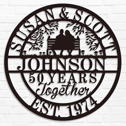 Personalized Christmas Gifts 2025, Custom 50th/40th/60th/70th/30th/1-99 Years Wedding Anniversary Sign Gifts for Couples Parents, Custom Metal Monogram Sign Personalized Family Name Signs