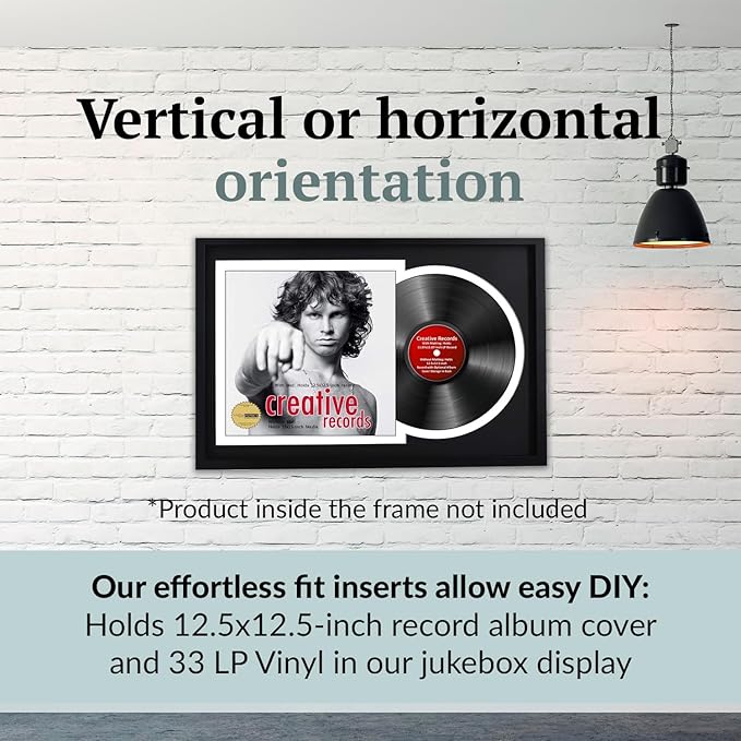 Creative Picture Frames 16" x 24" Jukebox Vinyl Frame Display with Double Black-White Matting, LP Record Album Frame for Wall Decor, Black/White, Pack of 4