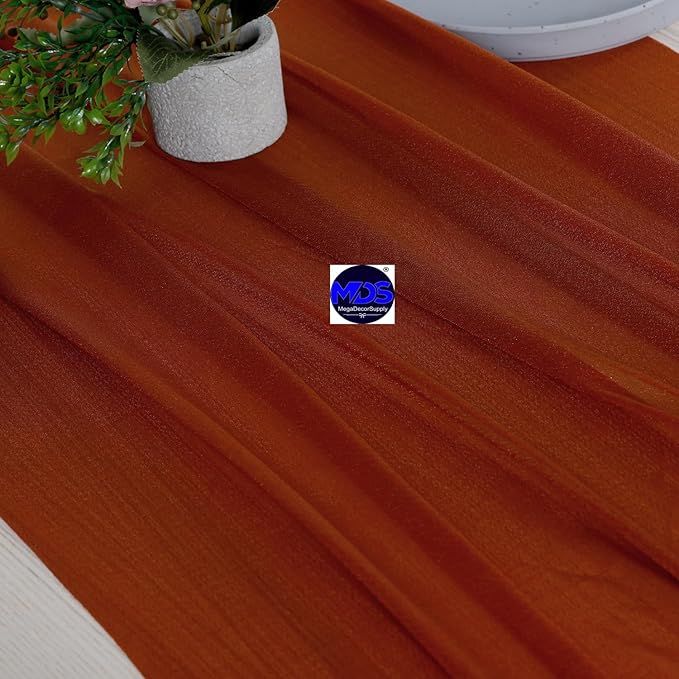 MDS Halloween Chiffon Table Runner - 12 Pack, 29 x 170 Inches, 14ft Each - Sheer Spooky Table Runners for Haunted House Parties, Trick-or-Treat Tables, Witchy Décor, Wedding & Events - Terracotta