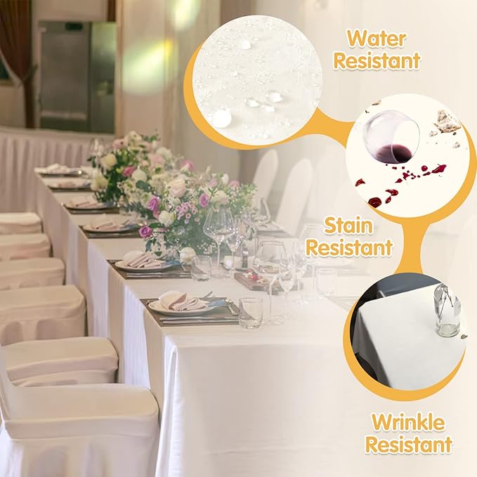 BRILLMAX 10 Pack Ivory Tablecloths 70 x 120 Inch for 6ft or 8ft Rectangle Tables - Rectangular Bulk Linen Polyester Fabric Washable Cloth Cover for Wedding Reception Banquet Birthday Party