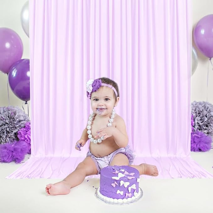2 Panels Light Purple Backdrop Curtain, 10 x 10 Feet Background Curtains for Parties, Weddings, Baby Showers, Bachelorette Halloween, Christmas Birthday Party Photoshoot Backdrop Curtains Decorations
