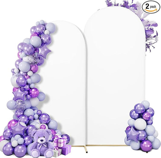 Wedding Arch Cover Spandex Arch Backdrop Cover 7.2FT,6FT Set of 2 Arch Stand Cover Arch Covers Stretchy Backdrop for Wedding Birthday Party Decoration Baby Shower (White)