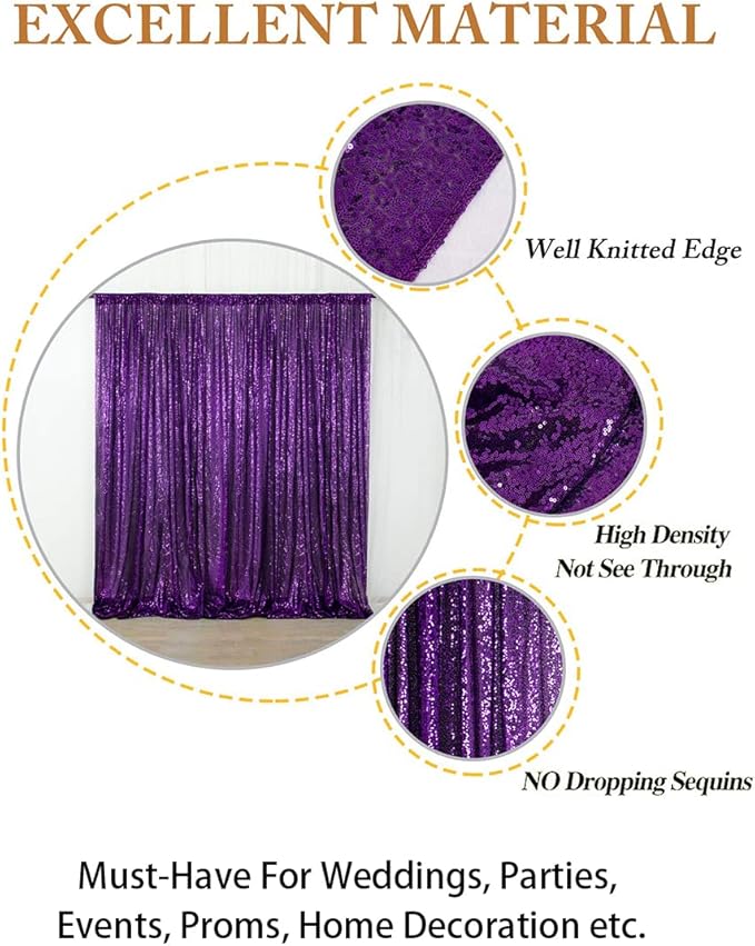 ShinyBeauty Purple Sequin Backdrop-Curtain 4FTx8FT, Photography & Photo Booth Background, Christmas Backdrop