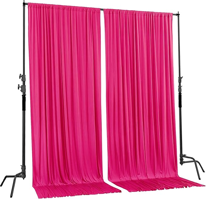 AK TRADING CO. 10 feet x 10 feet Polyester Backdrop Drapes Curtains Panels with Rod Pockets - Wedding Ceremony Party Home Window Decorations - Fuchsia