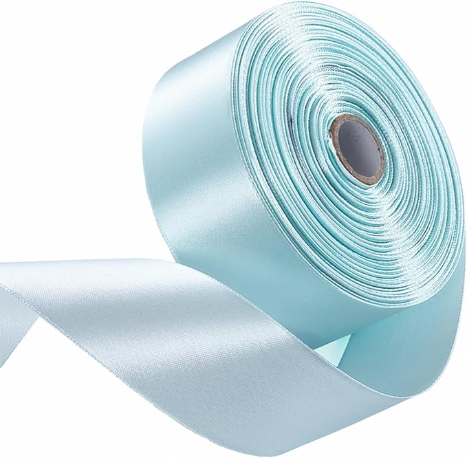 1-1/2 Inch Light Blue Satin Ribbon 50 Yards Solid Fabric Ribbons for Gift Wrapping, Crafts, Floral Arrangements, Wedding, Party, Holiday and Home Decor
