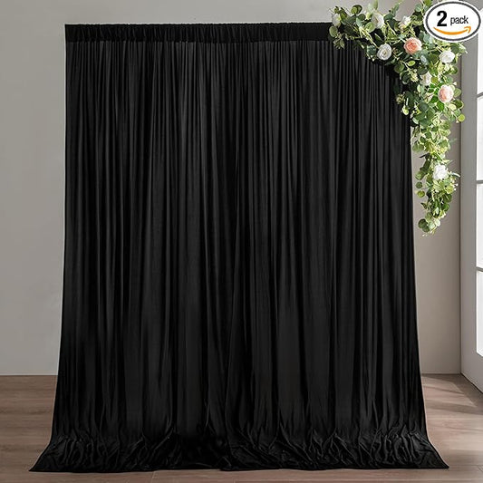 10ft×9ft Black Backdrop Curtain, Wrinkle Free Thick Polyester Drapes for Backdrop, 2 Panels 5ft x 9ft Photo Backdrop Curtains for Parties Birthday Wedding Graduation Photography Background Cloth