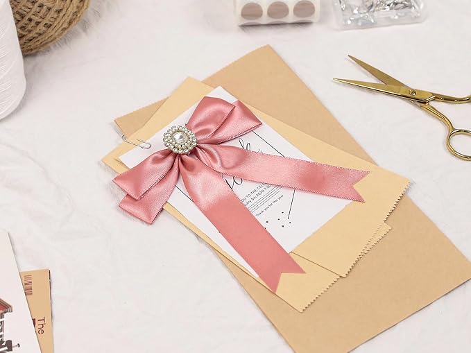 Rose Gold Satin Ribbon 1 inch X Continuous 100 Yards, Single Face Polyester Ribbon Perfect for Gift Wrapping, Flower Bouquet, Wedding Decor, Crafts, Bow Making, Sewing and More