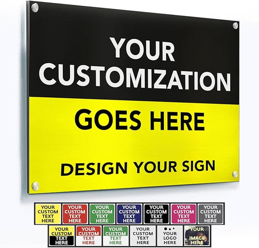 Custom Outdoor Metal Signs, Personalized Aluminum Signs, Customized Safety Signs, Metal Business Signs, Waterproof Outdoor Business Signs, White Aluminum (Black & Yellow, 36x24 In)