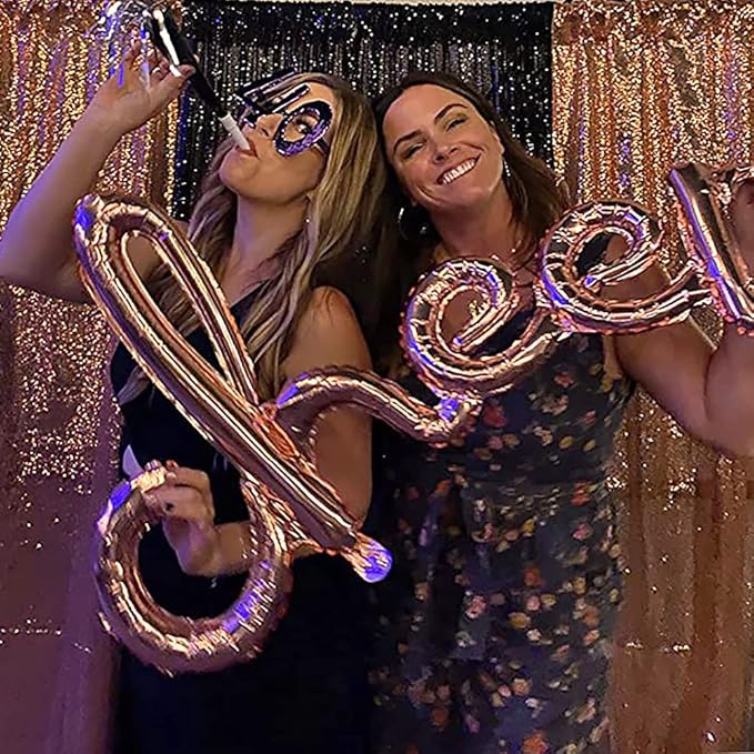 Rose Gold Sequin Backdrop Curtains Glitter Drapes 2FTx8FT 2 Panels for Wedding Birthday Party Decorations Bridal Baby Shower Party Supplies Sparkly Photography Background