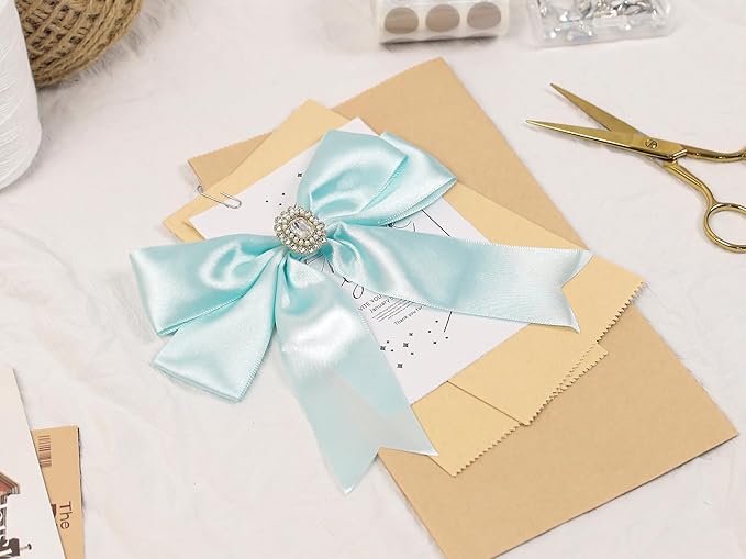 Light Blue Satin Ribbon 1-1/2 inch X Continuous 25 Yards, Single Face Polyester Ribbon Perfect for Gift Wrapping, Flower Bouquet, Wedding Decor, Crafts, Bow Making, Sewing and More