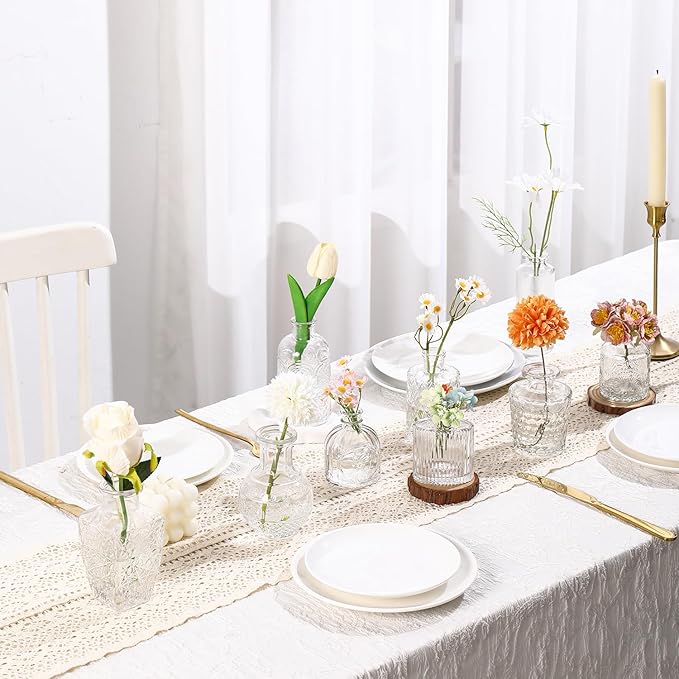Bud Vases Set of 16, Small Vase for Flowers, Glass Vase for Centerpieces, Small Flower Vases for Centerpieces, Mini Vintage Vases, Clear Bud Vases for Wedding Table Decor