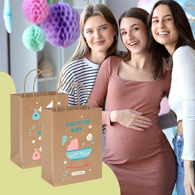 MESHA Gift Paper Bags 300 PACK 8x4.25x10.5'' Brown Medium Shopping Kraft Bags Bulk with Handles Reusable for Business,Grocery,Birthday,Wedding,Kids Party,Favors