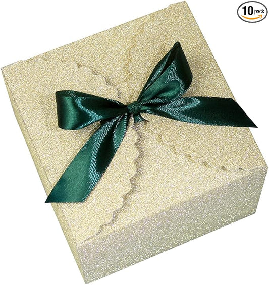 WEWILUCK Small Gift Boxes for Presents, Gold Glitter Christmas Gift Boxes Bulk for Women, Man, Empty Square Gift Box for Gifts Widely Used in Various Occasions(4.75” x 4.75” x 3.53”)