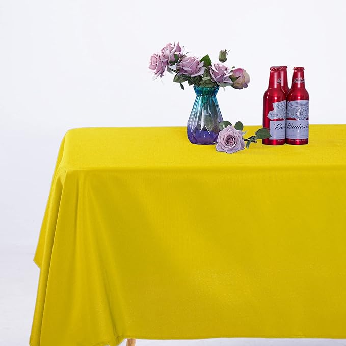 Ascoza 2pack 60x120 Inch Yellow Rectangular Tablecloth 6 Feet Table Cloth in Polyester Fabric for Wedding/Banquet/Restaurant/Parties