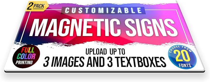 2-Pack,12"x24" Custom Magnet Signs in Full Color for Business and Advertising, 30 mil Customized Vinyl Car Magnets, Personalized Magnetic Sheets for Company Storefront & Vehicles (Rounded Corners D2)