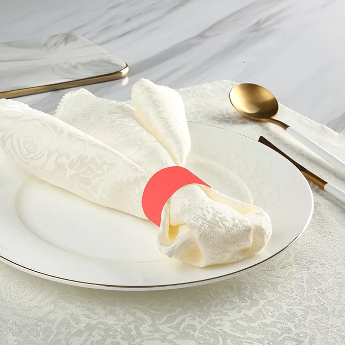 Germiwipe Paper Napkin Band Box of 500,Napkin Rings Self Adhesive,Silverware Wraps Bands (Red, Red-500pcs)