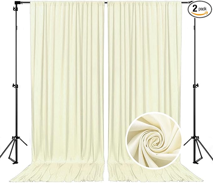 10 x 7 Feet Ivory Backdrop Curtain for Partie, Background Curtains for Photoshoot, Birthday, Wedding, Halloween, Thanksgiving, Christmas, New Year Party Decorations 5Ft x 7Ft, 2 Panels