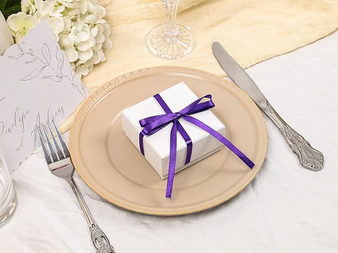 Purple Satin Ribbon 1/4 inch X Continuous 25 Yards, Single Face Polyester Ribbon Perfect for Gift Wrapping, Flower Bouquet, Wedding Decor, Crafts, Bow Making, Sewing and More