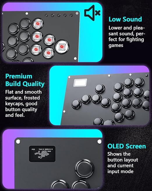 GuileKeys Leverless Controller Arcade Stick GK-21, All-Button Arcade Controller 21Keys for PS4/PS3/PC/Switch(PS5 w/Converter), Arcade Fight Stick with RGB/Turbo/Hot-Swap/Low Profile Switch Black
