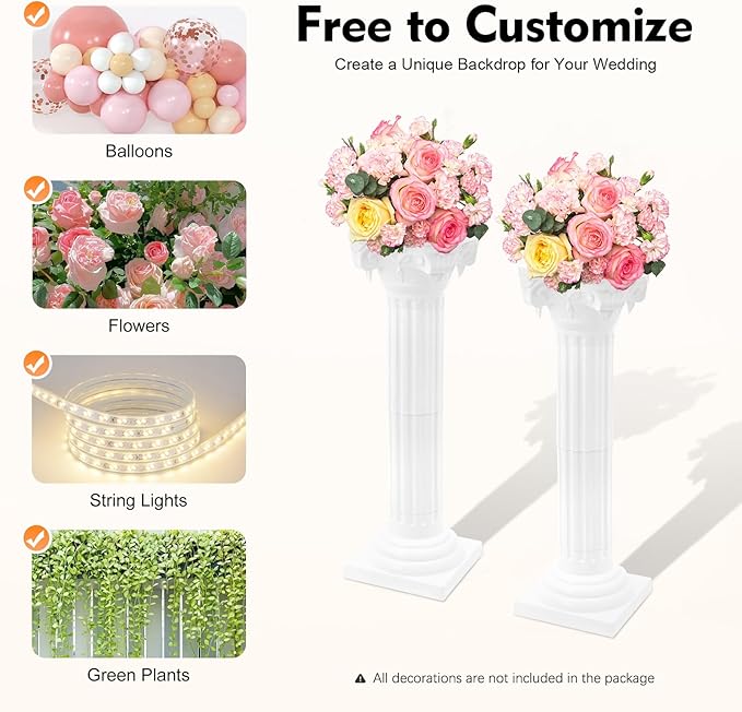 Roman Pillars Decoration Party Flower Pot Columns Set 2Pcs Decor Pedstal Stand 34.65in Flower Floral Wedding Party Event Road Decorative Columns(34.65in 2Pcs Style2)