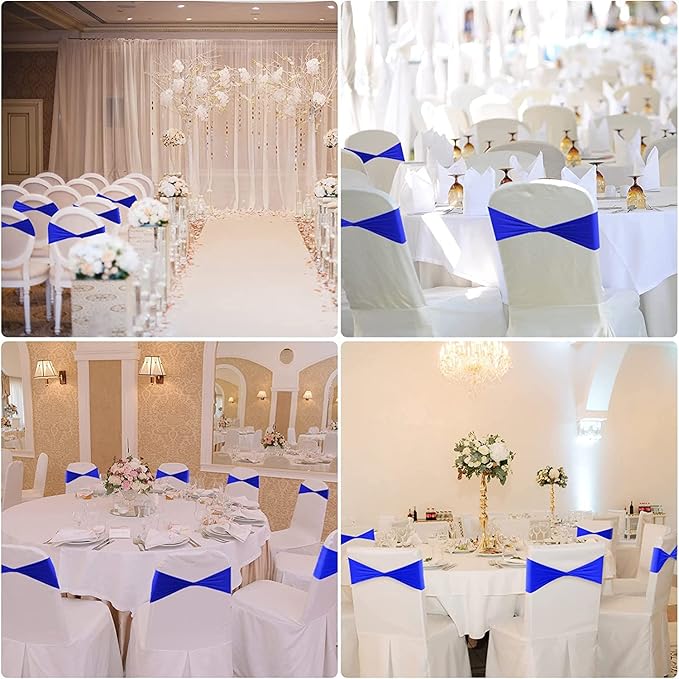 VDS Pack of 50 PCS | Light Purple | Spandex Chair Sashes Bows Without Buckle | Stretch Elastic Banquet Universal Folding Chair Band Tie with for Wedding Party Conference Celebration Event Decoration