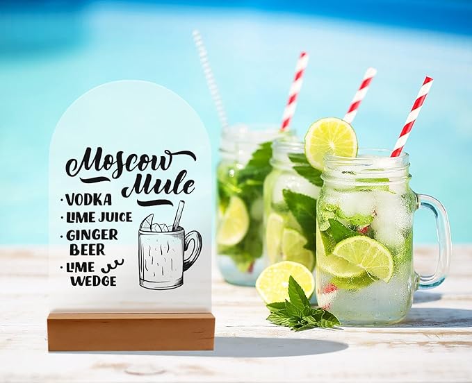 Frosted Blank Arch Acrylic Sign with Wooden Stands - 10 Pack DIY Customizable Sign Kit for Wedding Table Numbers, Restaurant Party Bridal Shower (4x6 Inch)