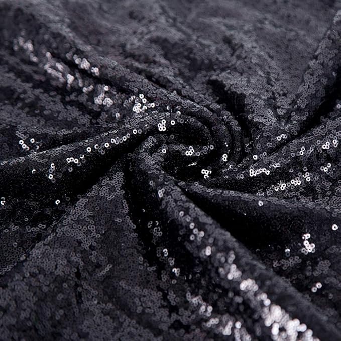 JYFLZQ Black Sequin Backdrop Curtains 6ft x 8ft 1 Panel Halloween Backdrop Glitter Photo Booth Backdrops Sparkly Photography Background Drapes for Graduation Birthday Parties