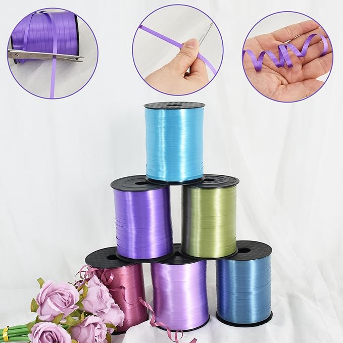 TONIFUL 500 Yards Curling Ribbon-Balloon Ribbon-Balloon String for Art&Craft Decor,Gift Wrapping,Ribbons and Bows for Wedding Christmas New Year Birthday Gifts Graduation Supplies (Light Purple)