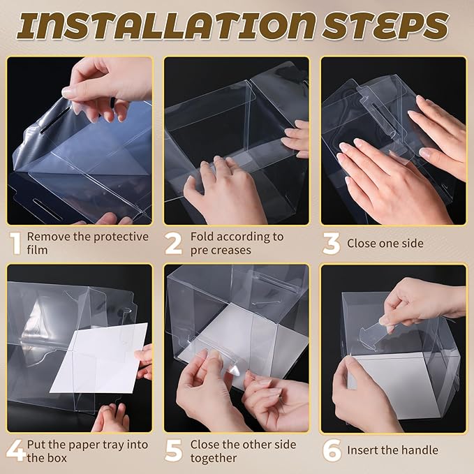 2 inch Clear Cake Boxes 30 Pack - Transparent Bakery Boxes with Handles for Cupcakes, Donuts, Chocolates & Party Treats - Perfect for Weddings, Birthdays (2 inch/30 pcs)