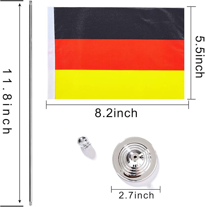 ZXvZYT 2 Pack Germany flag German Table Flag Small Mini German Desk Flags With Stand Base,International Festival Events Celebration Decorate,Home office Decorations