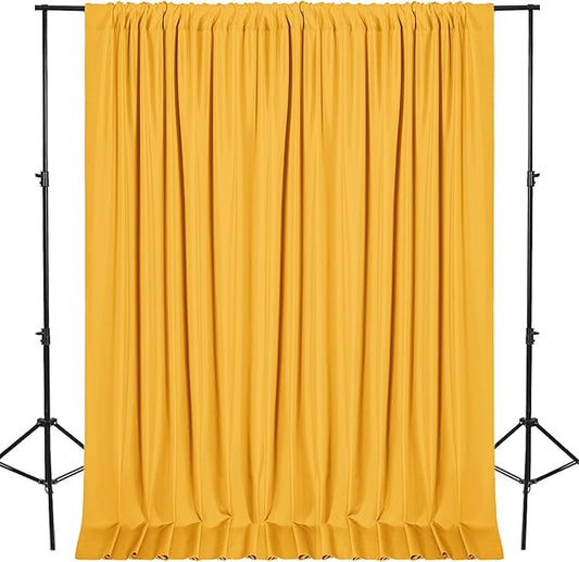 DWCN 10x10 FT Backdrop Curtains for Parties, Photography Backdrop Drapes with Rod Pockets for Wedding Decorations Stage Birthday Family Gatherings, 2 Panels 5ft x 10ft, Orange Yellow