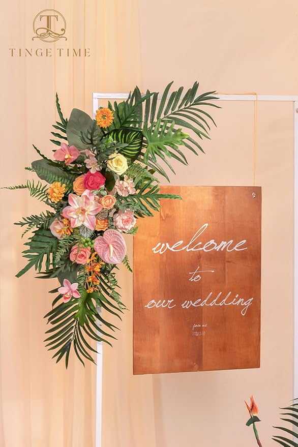 TINGE TIME Artificial Flowers Combo, Fake Flowers Box for DIY Wedding Bouquets Table Centerpieces Floral Arrangements Party Baby Shower Home Summer Decorations (Tropical Citrus & Pink)