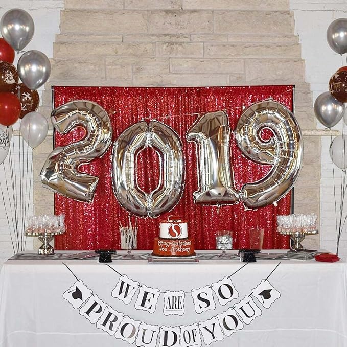 Red Sequin Curtain 8FTx8FT 1 Panel Glitter Metal Background Drape Shimmer Wall Backdrop Curtain for Parties Photography Weddings Showers Christms Festivals