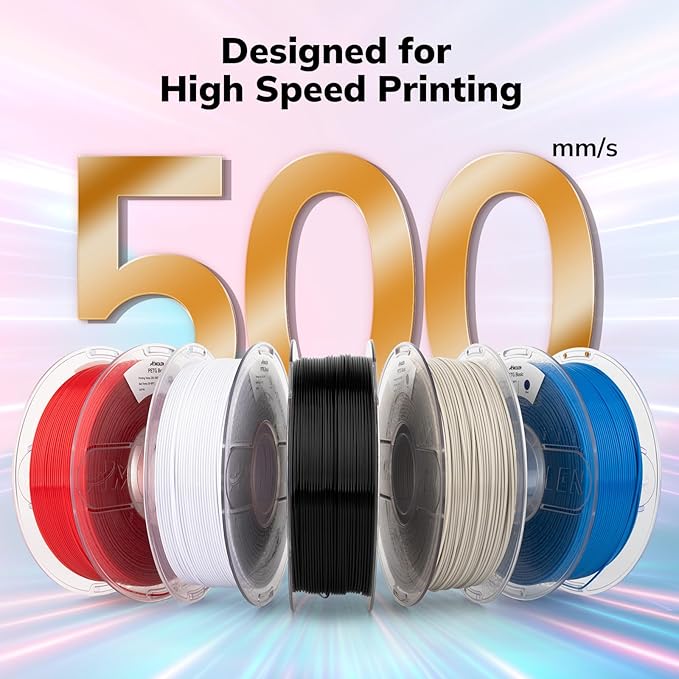 AMOLEN Rapid PETG Basic 3D Printer Filament 1.75mm +/-0.02mm,500mm/s High Speed Strong Toughness Red 1KG/2.2lb