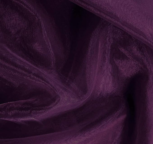 VDS Dark PurpleOrganza Fabric, 35 Yards Continuous, 45” Wide, Wedding Party Decoration Iridescent Crystal Sheer Shiny Organza Tulle Bridal Dress DIY Crafts Costume Sewing Backdrop Arch Cloth