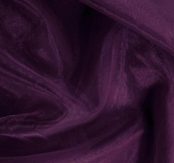 VDS Dark PurpleOrganza Fabric, 45 Yards Continuous, 45” Wide, Wedding Party Decoration Iridescent Crystal Sheer Shiny Organza Tulle Bridal Dress DIY Crafts Costume Sewing Backdrop Arch Cloth