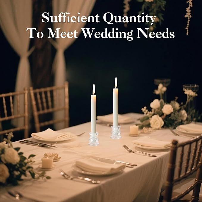 Garvee 24PCS Clear Glass Candlestick Holders Bulk, 2.2" H Taper Candle Holders for Wedding, Party, Dining Table and Holiday Decoration