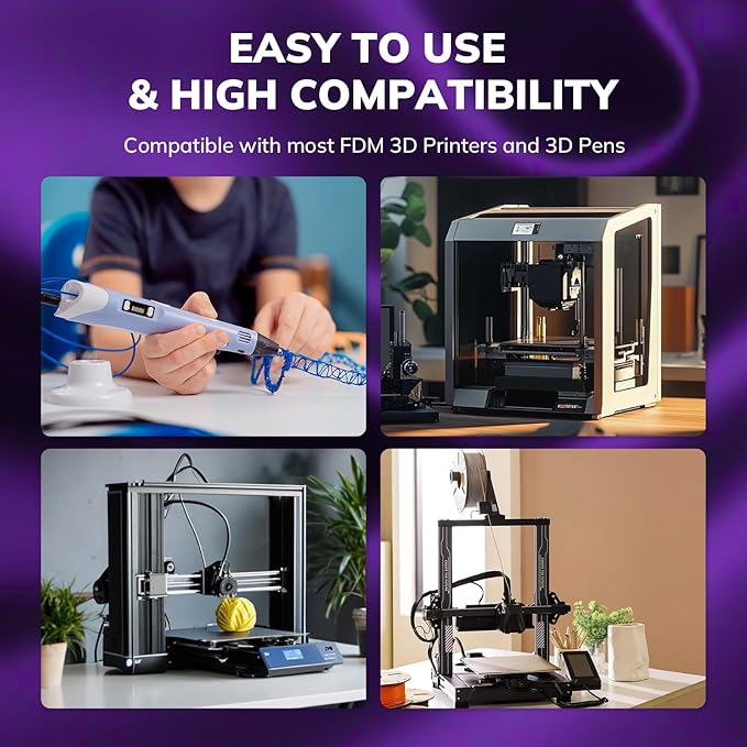 AMOLEN Silk PLA 3D Printer Filament, Shiny Dual Color Black Purple PLA 1.75mm, Multicolor Change 3D Printing Filament for Most FDM 3D Printer, 1kg Spool(2.2lbs)